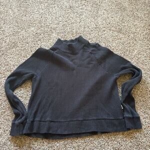 The North Face Long Sleeve Mock Neck Chabot Sweater Black Size L Waffle Knit